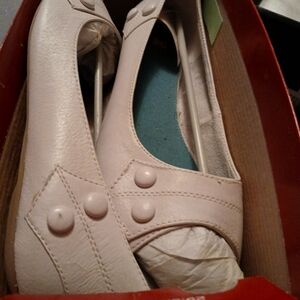 BC Footwear Cream Women's Flats with Button Detail